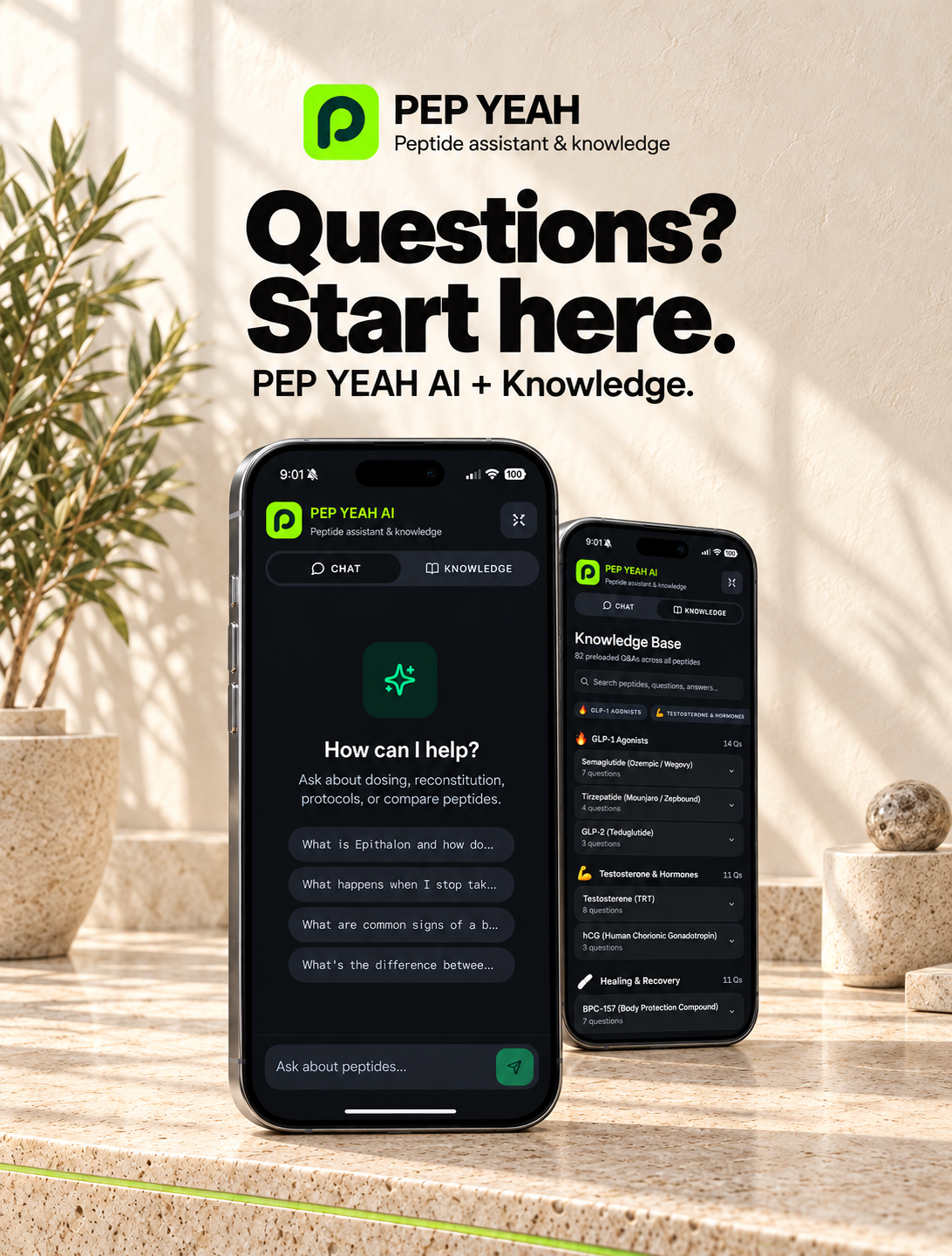 Questions? Start here. PEP YEAH AI plus Knowledge.