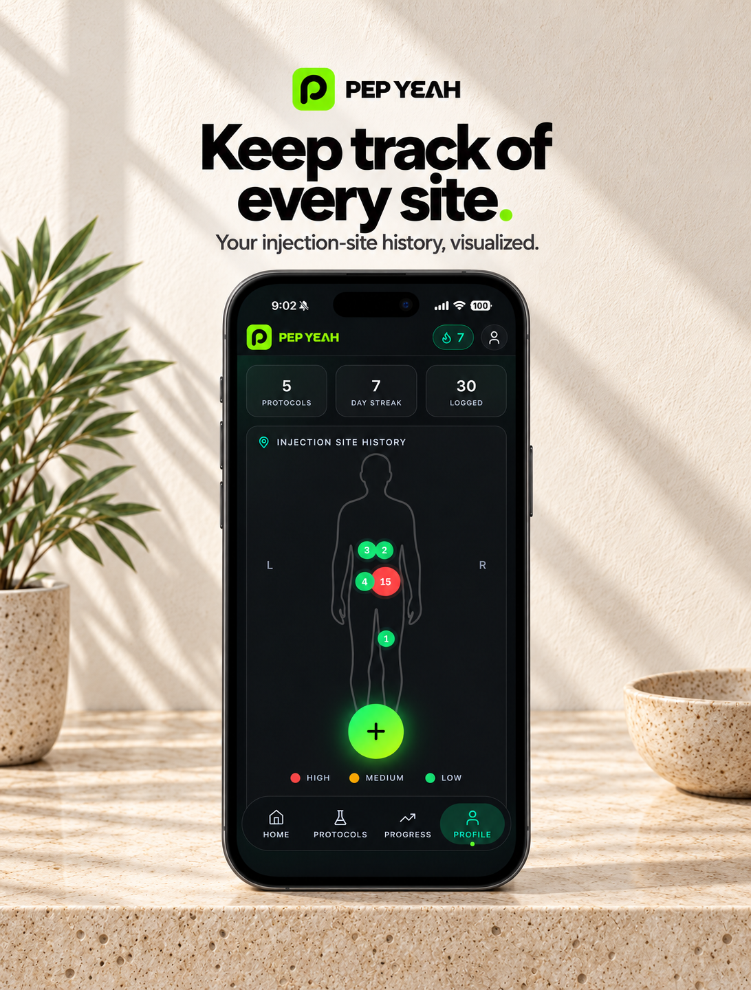 Track how you feel. Energy. Mood. Daily notes.