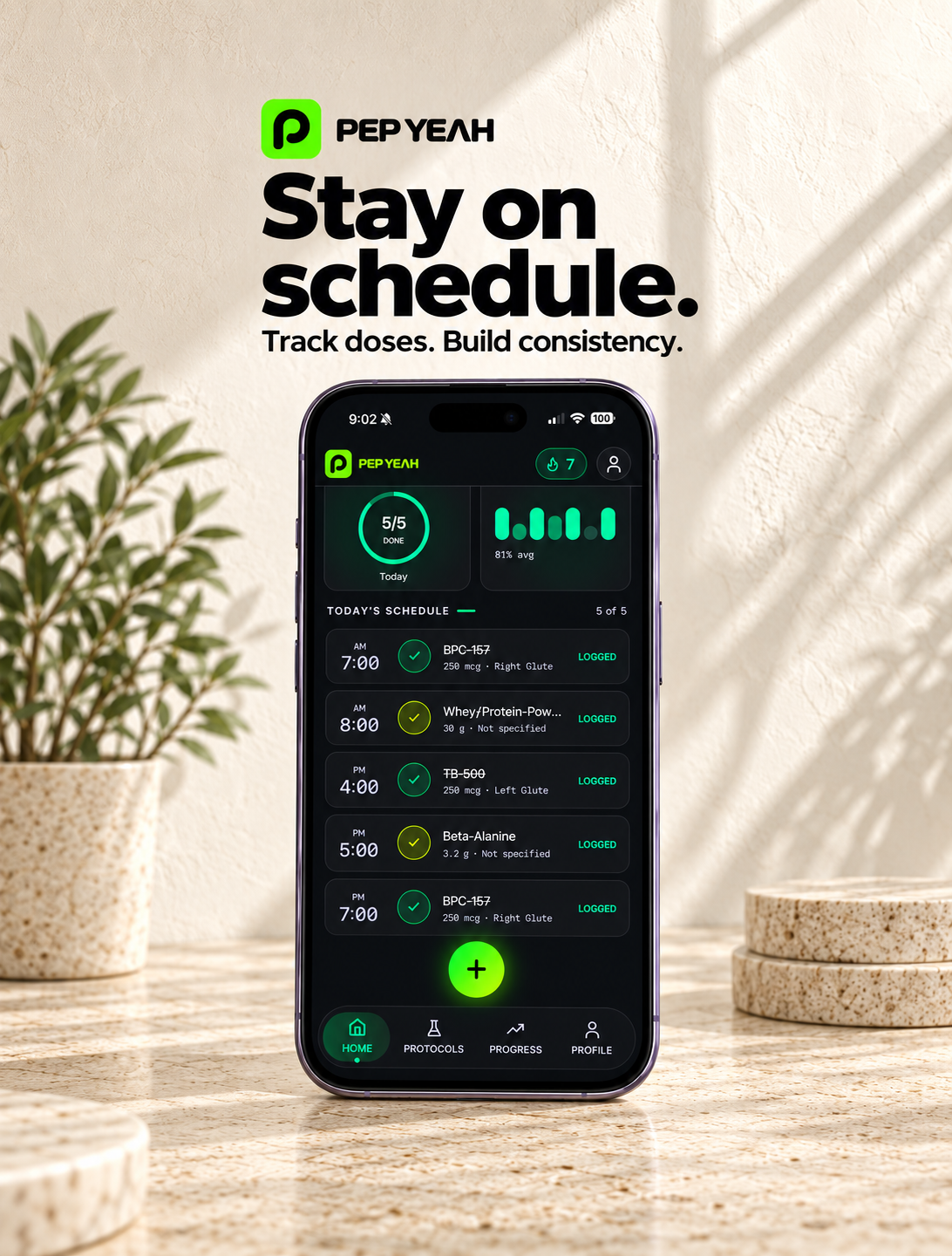 Stay on schedule. Track doses. Build consistency.